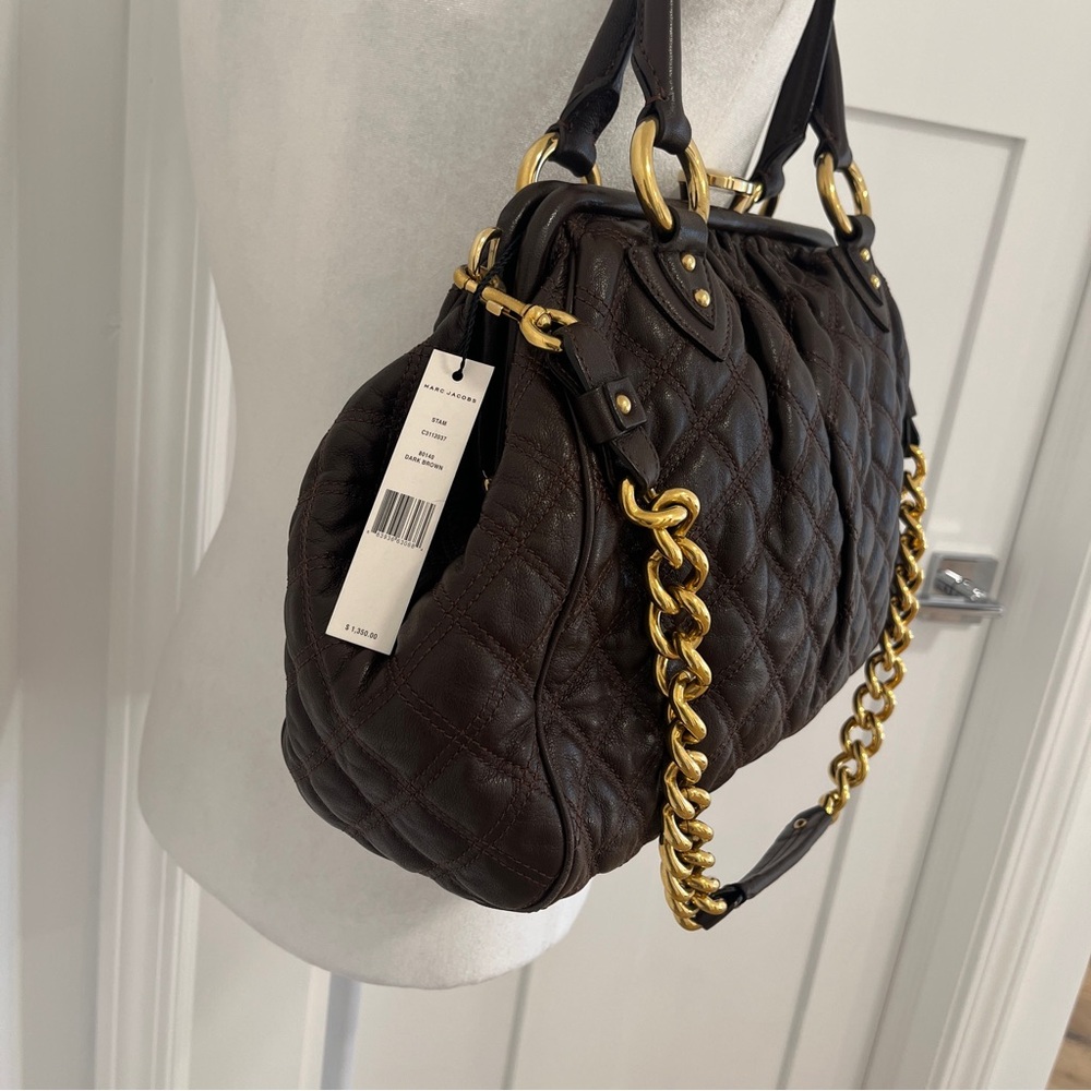 Marc Jacobs Stam Brown Quilted Satchel - Picture 4 of 16